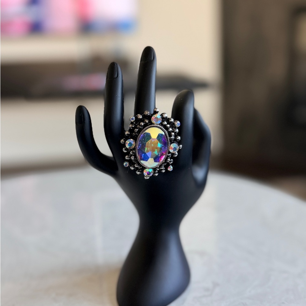 Western Crystal Statement Ring - Iridescent Used
